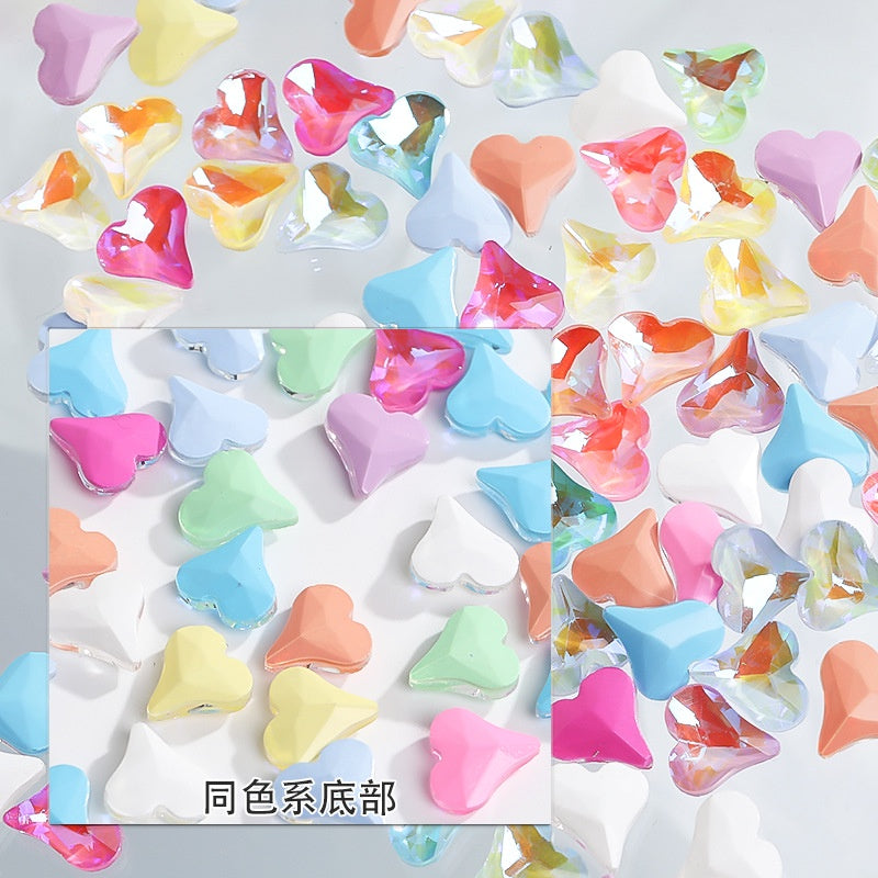 Nail Art Ornament Crystal 20pcs Sweet Heart Shap Mocha Fluorescence Color Jewelry Diy Rhinestone