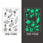 Waterproof Luminous Tattoo Stickers Cute Children's Cartoon Party Universe Space Rocket UFO Interstellar Temporary Stickers