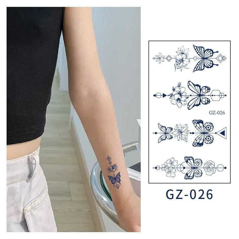 [Genuine goods in stock] New tattoo stickers trend non-reflective lifelike effect tattoo butterfly small fresh waterproof tattoo stickers for men and women Fashion accessories Kore