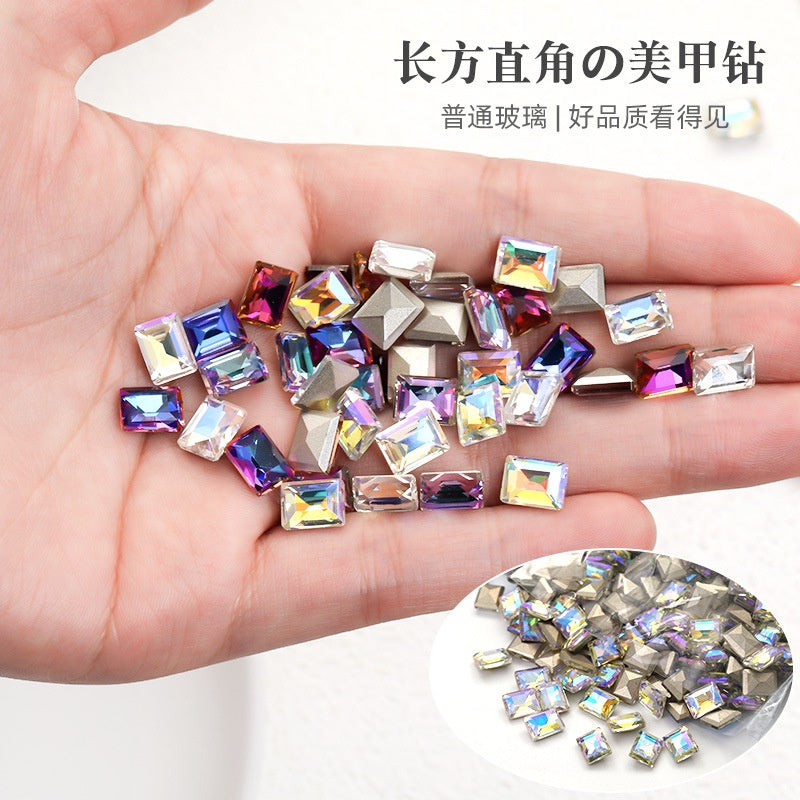 【ready stock】New Design 6*8mm Step Cut 3D Nail Art Rhinestone K9 Nails For DIY Decals Nail Shiny Crystals