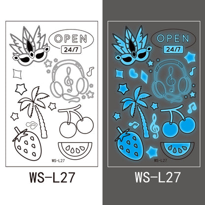 【Ready stock】kawaii Sexy tattoo stickers, fashion trends, nightclubs, bars, music festivals, carnival parties, tattoo stickers, fluorescent notes, luminous cool face stickers