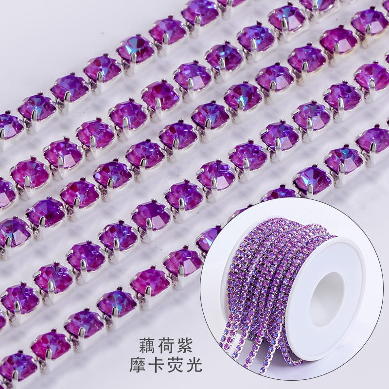 【ready stock】Copper silver bottom colorful high-end glass close claw water drill mocha fluorescent DIY accessories accessories accessories