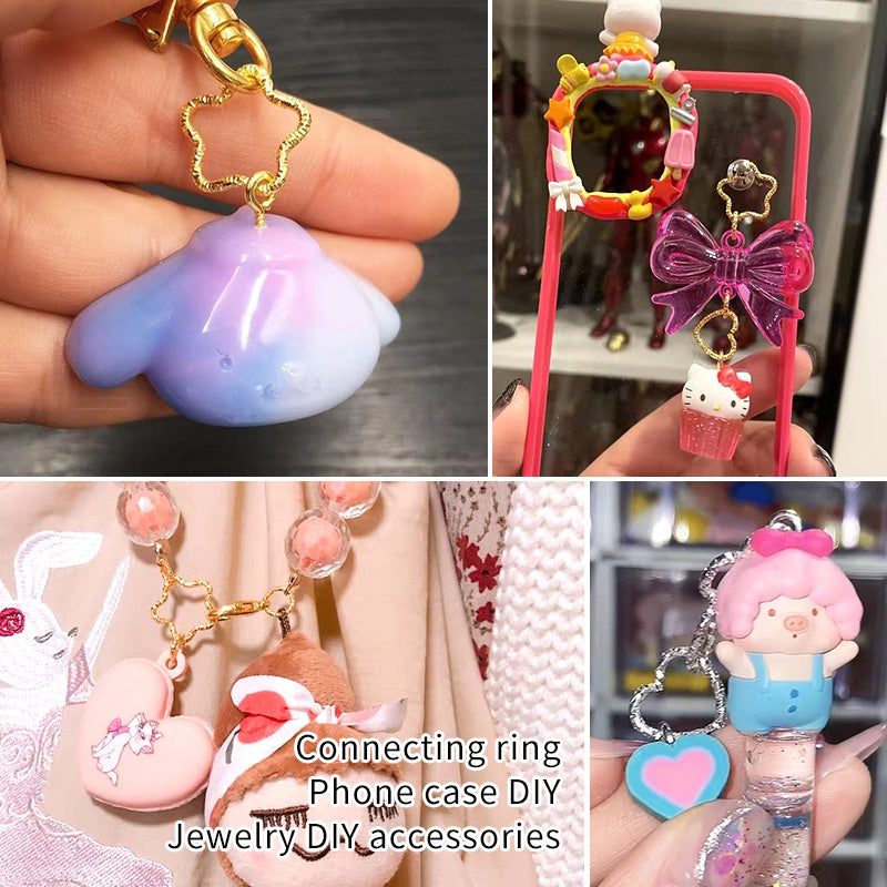 Pentacle Water Drop Peach Heart Key Ring Pendant Diy Jewelry Accessories Ring Accessories