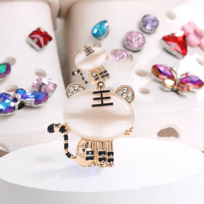 Alloy Opal Tiger Jewelry 1pcs Hole Shoes Diy Jewelry Accessories Garden Shoes Flower Shoe Buckle