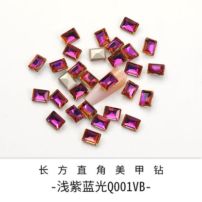【ready stock】New Design 6*8mm Step Cut 3D Nail Art Rhinestone K9 Nails For DIY Decals Nail Shiny Crystals