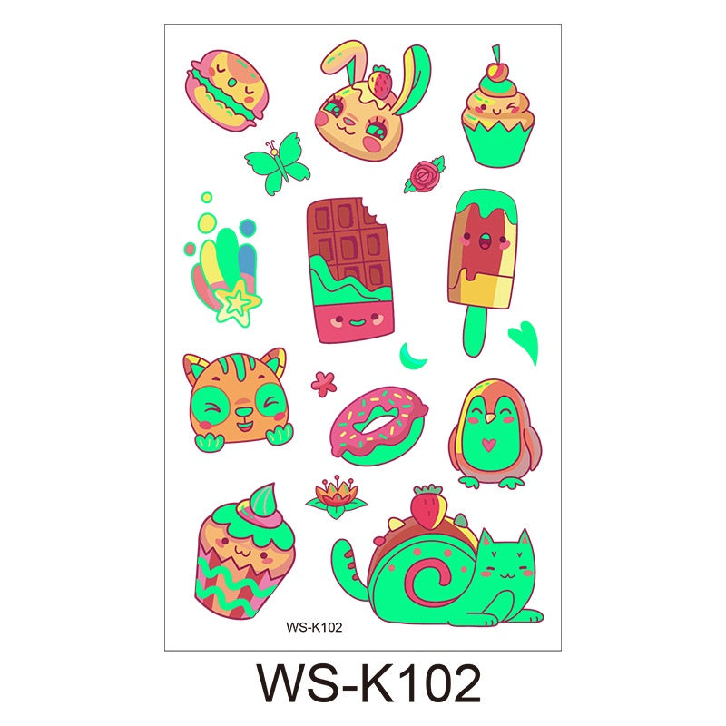 [Genuine goods in stock] Cartoon luminous tattoo stickers are durable, beautiful and fashionable. Personalized tattoo stickers include dinosaurs, mermaids,, luminous stickers
