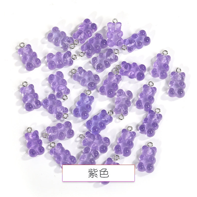 Cute Pendant Resin Bear Jelly Color Children's pendant phone case Diy handmade jewelry