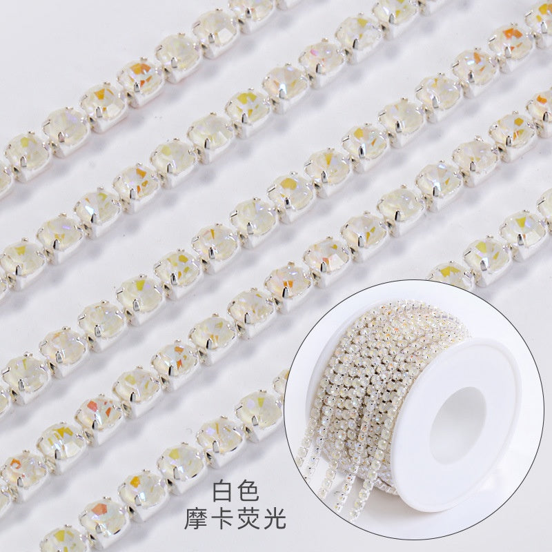 【ready stock】Copper silver bottom colorful high-end glass close claw water drill mocha fluorescent DIY accessories accessories accessories