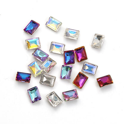 【ready stock】New Design 6*8mm Step Cut 3D Nail Art Rhinestone K9 Nails For DIY Decals Nail Shiny Crystals