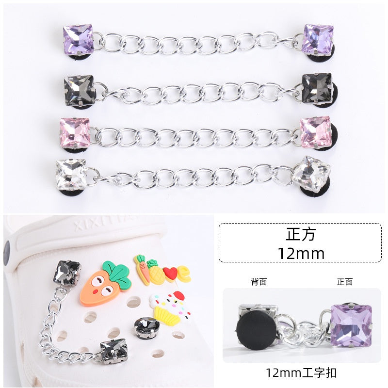 Crocs Chain Diy Accessories Stainless Steel Four Corner Claw Drill Chain Style Garden Shoes Shoe Buckle Decorative Buckle Accessories