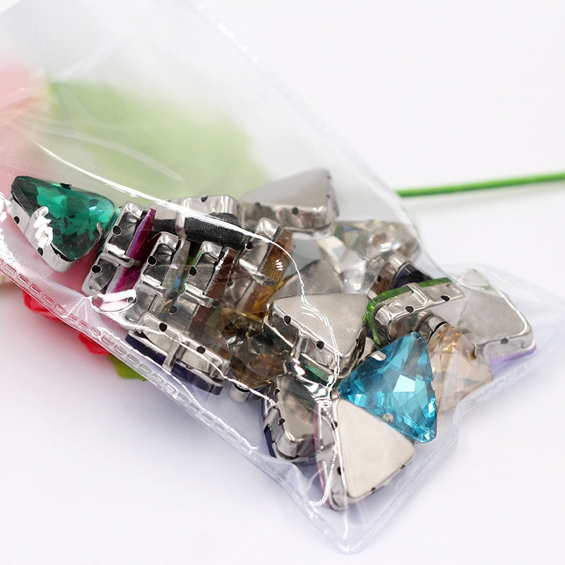 20pcs 18mm Triangle Hand Stitched Drill Glass Crystal Claw Drill Diy Wedding Dress Dress Shoe Size Accessories Material