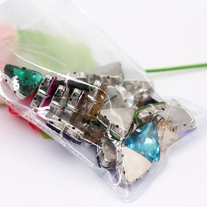 20pcs 18mm Triangle Hand Stitched Drill Glass Crystal Claw Drill Diy Wedding Dress Dress Shoe Size Accessories Material