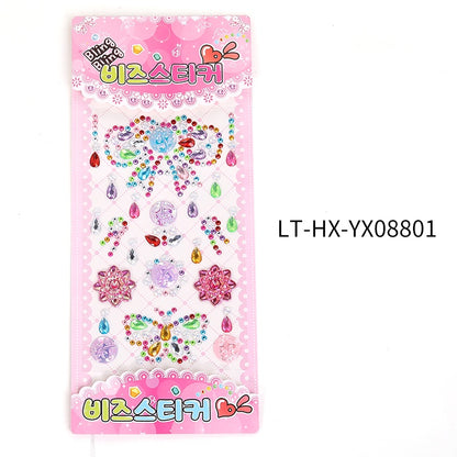Rhinestone Stickers Children's Cartoon Flower Three-dimensional Stickers Diamond Love Butterfly Rhinestone Stickers Holiday Handmade Creative Mobile Phone Case DIY Decoration
