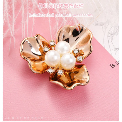 Korean Hair Accessories Female Bride Headdress White Rhinestone Pearl Flowers New Three Pearl Hand Bouquet Diy Hair Accessories Material Spring Pearl Hair Accessories