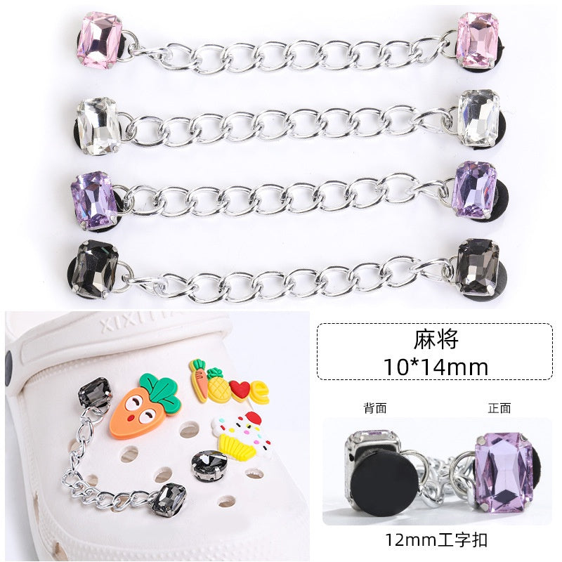 Crocs Chain Diy Accessories Stainless Steel Four Corner Claw Drill Chain Style Garden Shoes Shoe Buckle Decorative Buckle Accessories