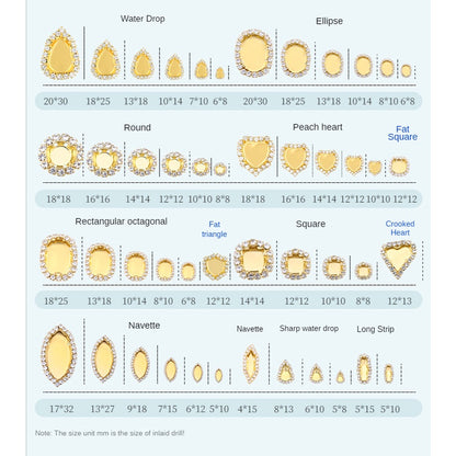10PCS Crystal Buckle Gold Empty Bracket Glass Crystal Enclosing Edge Copper Claw Diy Accessories Clothing Accessories Shoe Materials