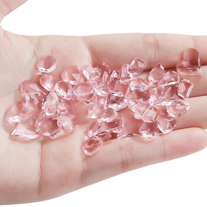 Transparent Peach Heart  Rhinestone Rhinaute Crooked Peach Crystal Glass Nail Drill Shiny Thorough Nail Ornaments Diy Ornaments Phone Case Accessories