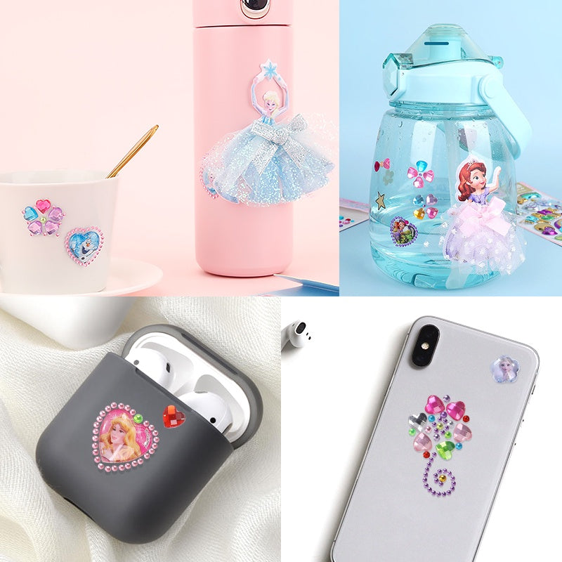 Princess Gauze Skirt Children's Gem Stick Crystal Ornament Stickers Cartoon Diamond Creative Stickers