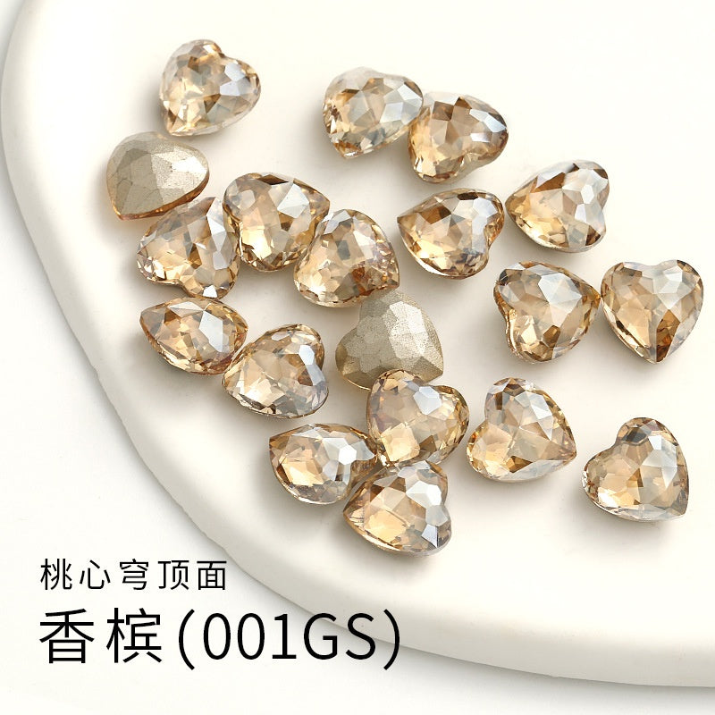 Fancy Heart Shape Pink Rose Shiny Ctystal DIY Jewelry Nail Art Cute Rhinestone