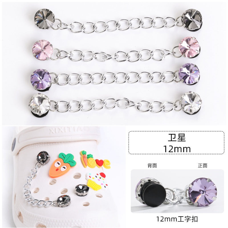 Crocs Chain Diy Accessories Stainless Steel Four Corner Claw Drill Chain Style Garden Shoes Shoe Buckle Decorative Buckle Accessories