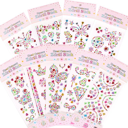 Rhinestone Stickers Children's Cartoon Flower Three-dimensional Stickers Rhinestone Stickers Love Butterfly Rhinestone Stickers Holiday Handmade Creative DIY Decoration
