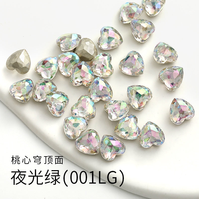 Fancy Heart Shape Pink Rose Shiny Ctystal DIY Jewelry Nail Art Cute Rhinestone