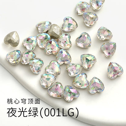 Fancy Heart Shape Pink Rose Shiny Ctystal DIY Jewelry Nail Art Cute Rhinestone