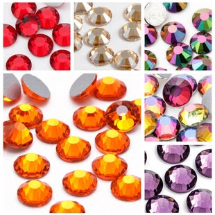 50pcs Red AB Color Flat Nail Rhinestone Nail Drill Diy Nail Stick Drill Nail Flat Shaped Drill Nail Decoration
