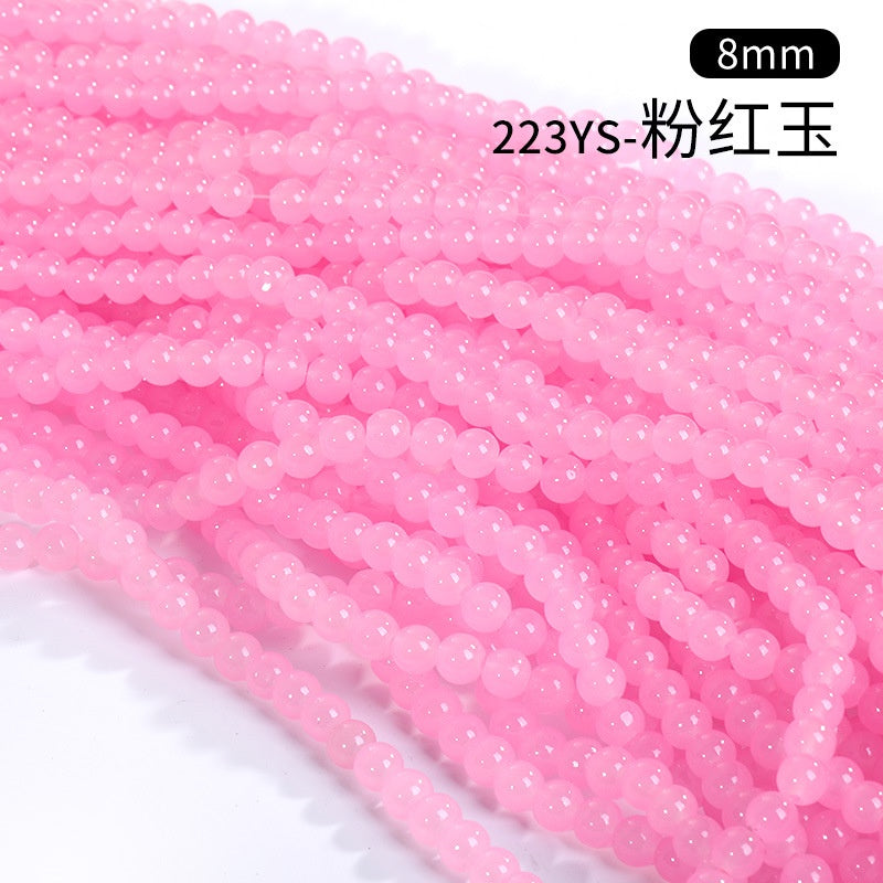 8mm Glass Crystal Imitation Jadeite Round Beads DIY Handmade Bracelet Chain Chain Bead Jewelry Material Accessories Wholesale