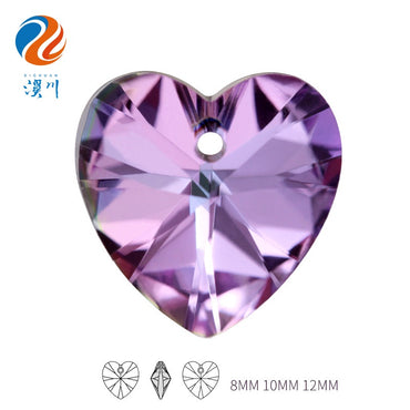Peach Heart Single Hole Pendant Crystal Drill High-end Glass Jewelry Diy Earpiece Accessories