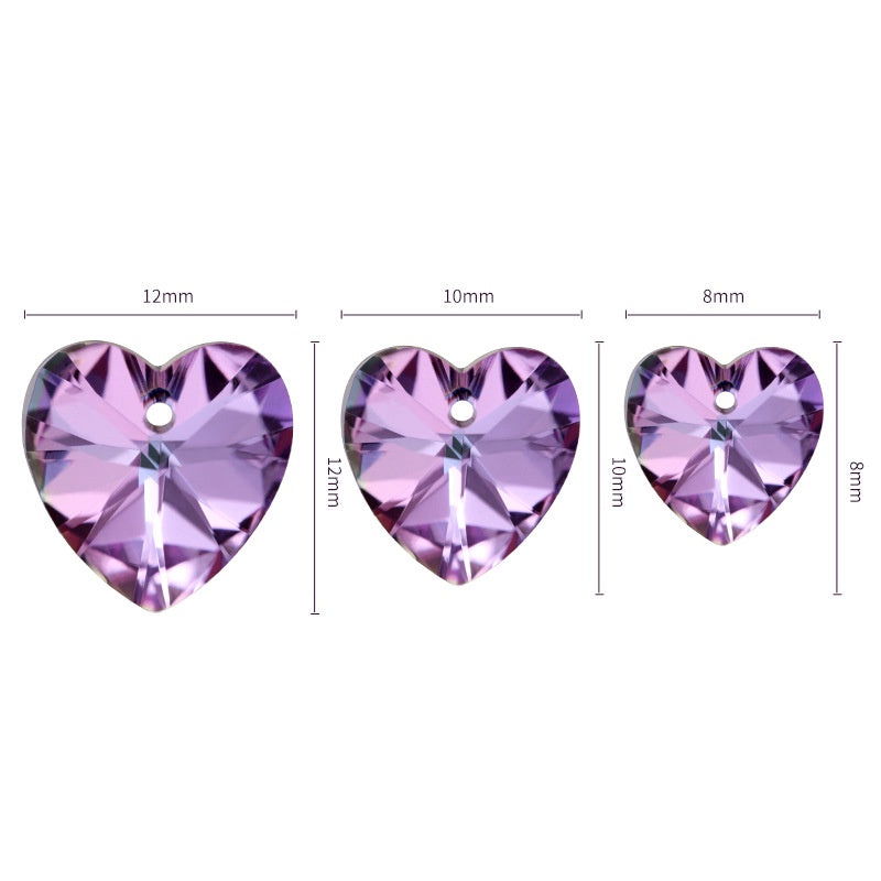 Peach Heart Single Hole Pendant Crystal Drill High-end Glass Jewelry Diy Earpiece Accessories