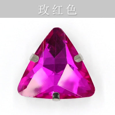 20pcs 18mm Triangle Hand Stitched Drill Glass Crystal Claw Drill Diy Wedding Dress Dress Shoe Size Accessories Material