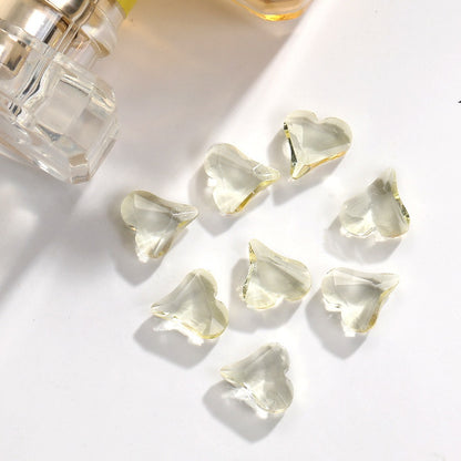 Transparent Peach Heart  Rhinestone Rhinaute Crooked Peach Crystal Glass Nail Drill Shiny Thorough Nail Ornaments Diy Ornaments Phone Case Accessories