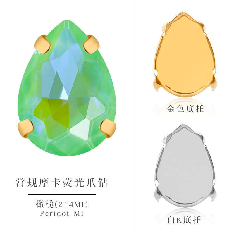 Water Drop Rhinestone Mocha Fluorescent Diy Jewelry Accessories Pointed Bottom Drill Nail Paste Drill Material Clothing Accessories