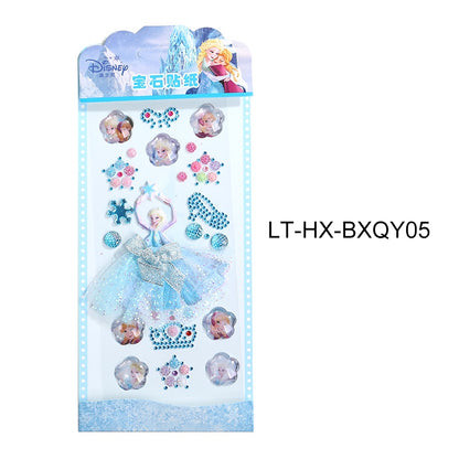 Princess Gauze Skirt Children's Gem Stick Crystal Ornament Stickers Cartoon Diamond Creative Stickers