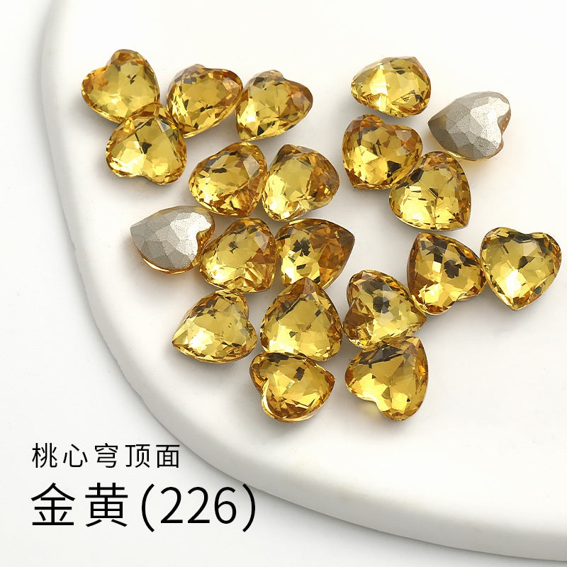 Fancy Heart Shape Pink Rose Shiny Ctystal DIY Jewelry Nail Art Cute Rhinestone