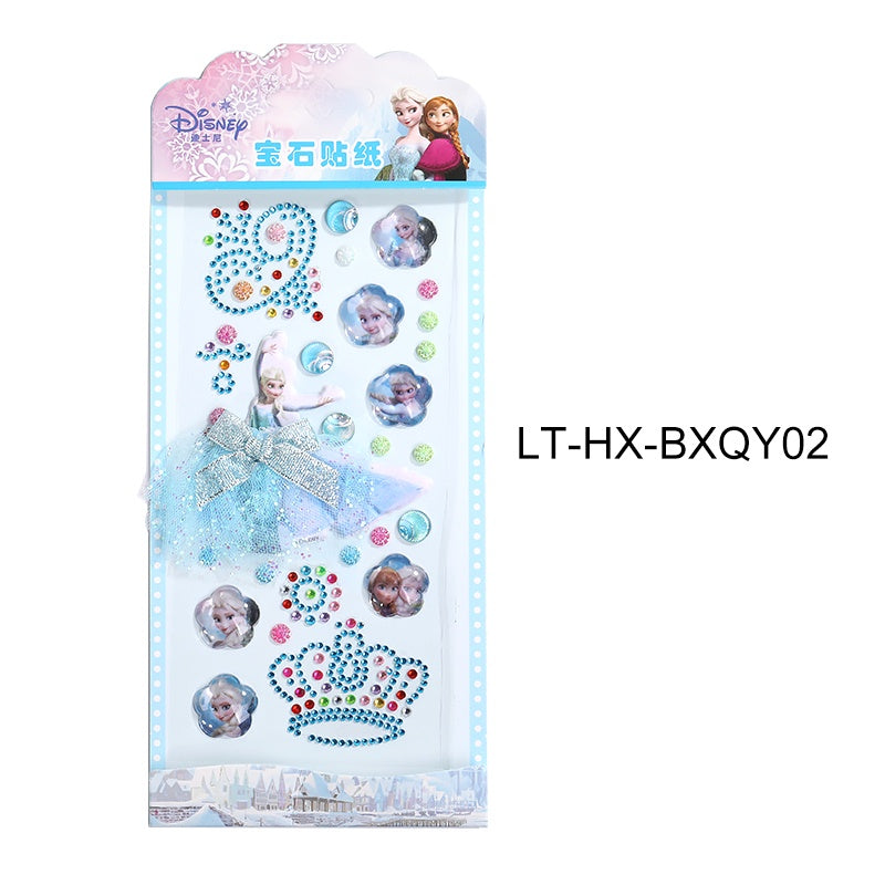 Princess Gauze Skirt Children's Gem Stick Crystal Ornament Stickers Cartoon Diamond Creative Stickers