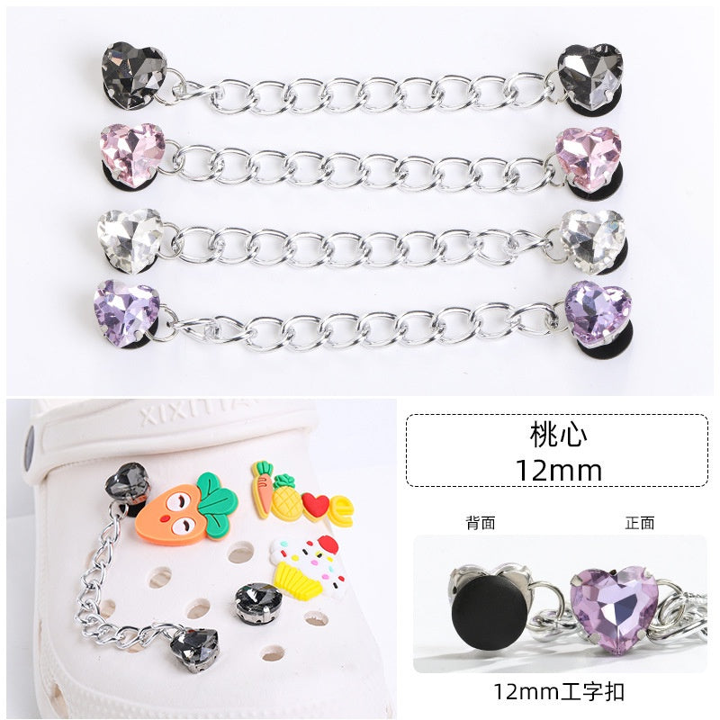 Crocs Chain Diy Accessories Stainless Steel Four Corner Claw Drill Chain Style Garden Shoes Shoe Buckle Decorative Buckle Accessories