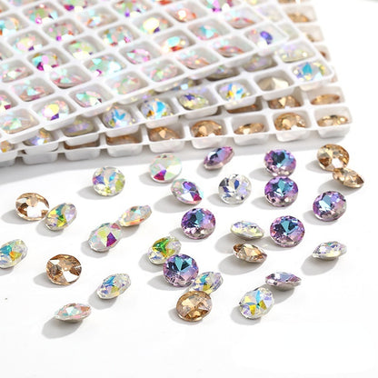 Hot Sell K9 Fancy Point Bottom Gemstone Flower Shape Nail Art Decoration Crystal Rhinestone