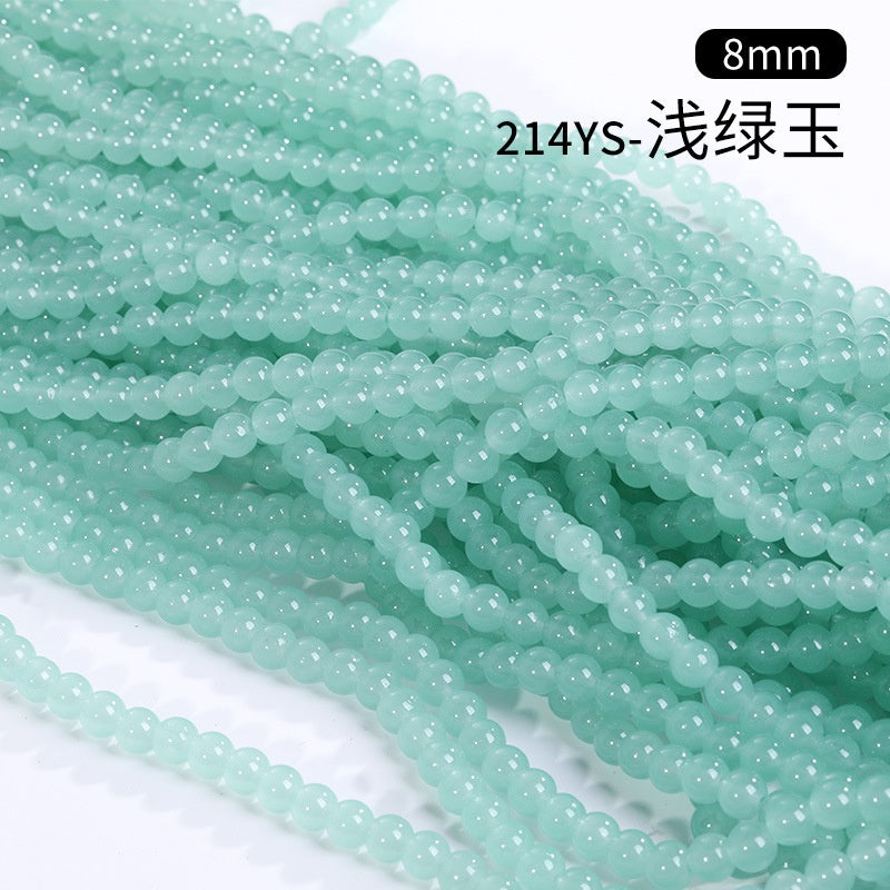 8mm Glass Crystal Imitation Jadeite Round Beads DIY Handmade Bracelet Chain Chain Bead Jewelry Material Accessories Wholesale