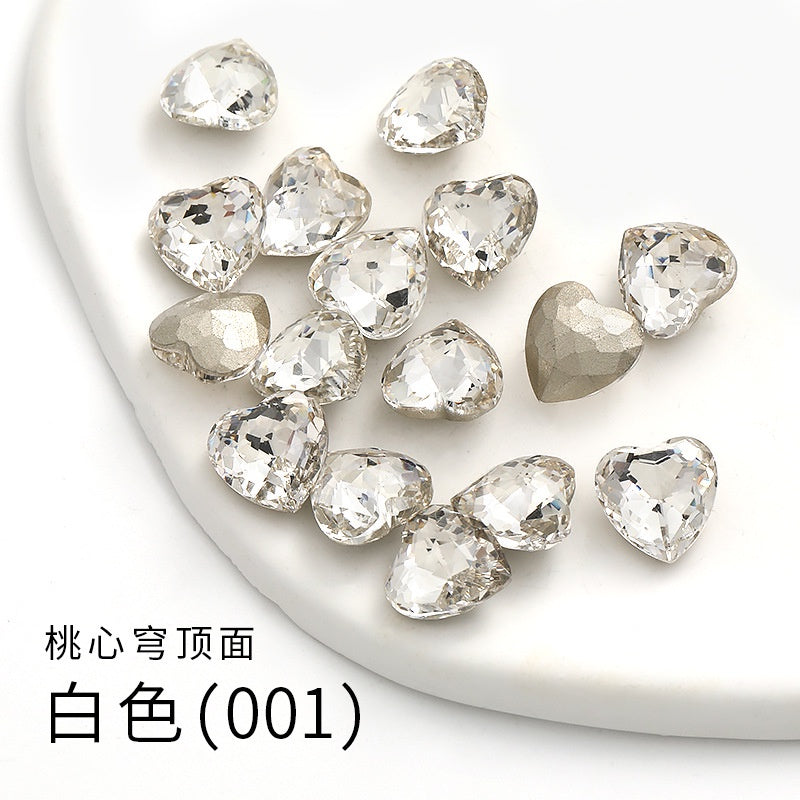 Fancy Heart Shape Pink Rose Shiny Ctystal DIY Jewelry Nail Art Cute Rhinestone
