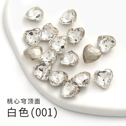 Fancy Heart Shape Pink Rose Shiny Ctystal DIY Jewelry Nail Art Cute Rhinestone