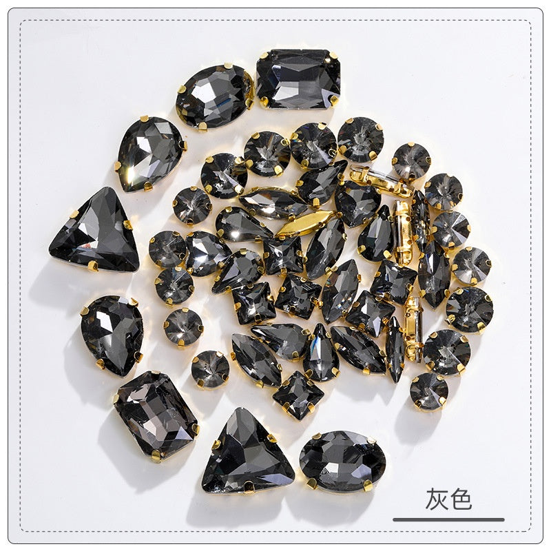 Gold Bottom Bracket Claw Drill Mixed Crystal Diy Clothing Luggage Crystal Accessories Accessories Materials