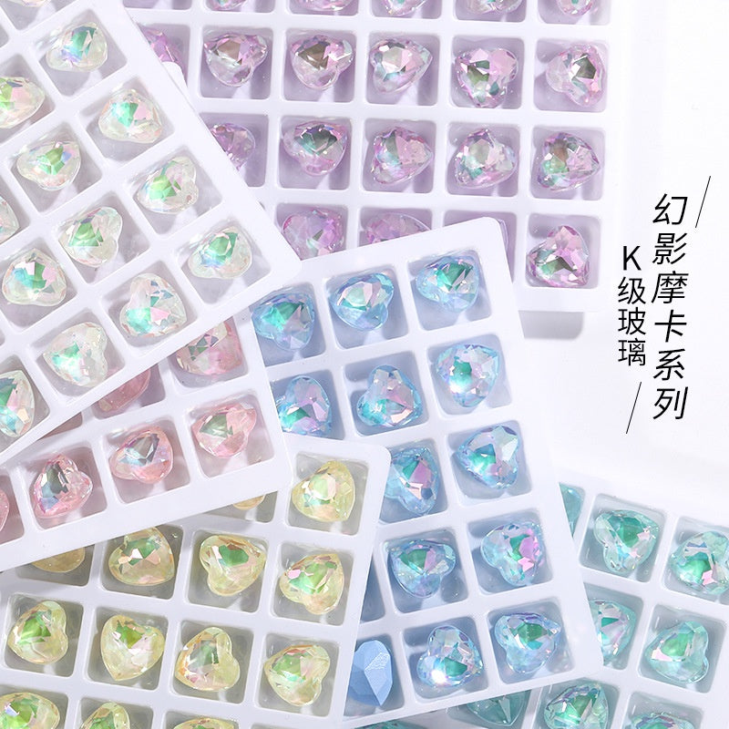 Crooked Peach Love Rhineau Phantom Mocha Color K9 High-grade Crystal Glass rhinestones High Top Drill Sweet Heart Diy Nail Paste Drill Material