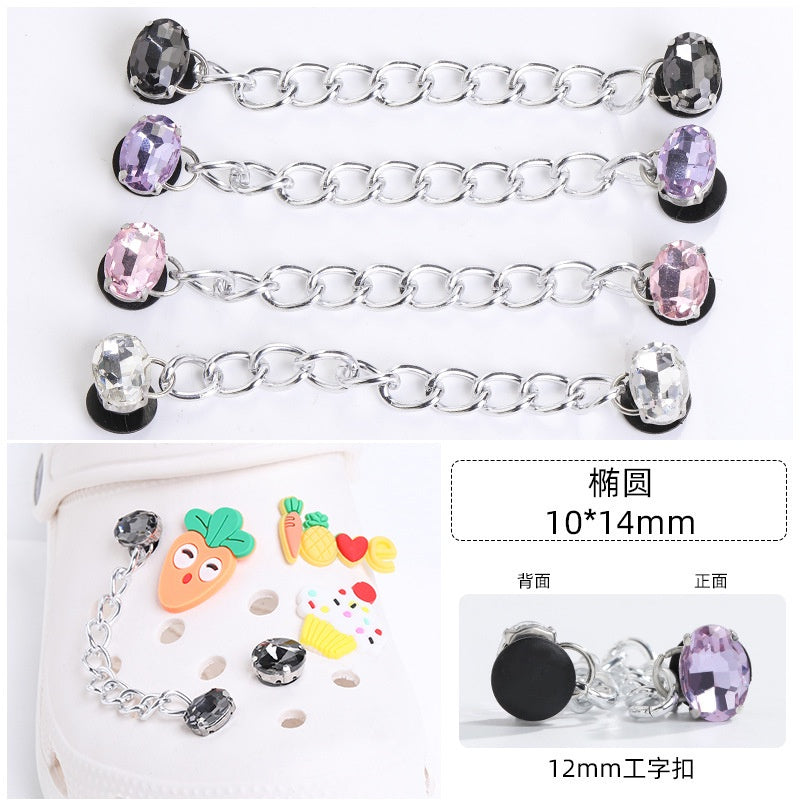Crocs Chain Diy Accessories Stainless Steel Four Corner Claw Drill Chain Style Garden Shoes Shoe Buckle Decorative Buckle Accessories