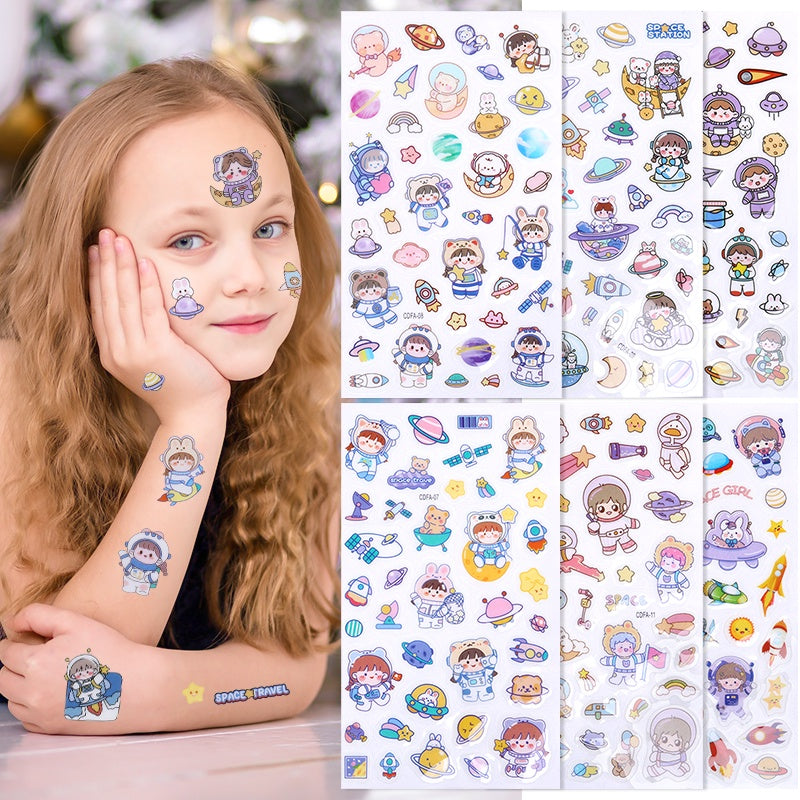 Girl Kid Astronaut Spaceship Sticker Makeup Party Temporary Sticker