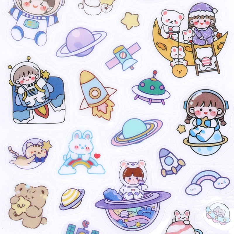 Girl Kid Astronaut Spaceship Sticker Makeup Party Temporary Sticker
