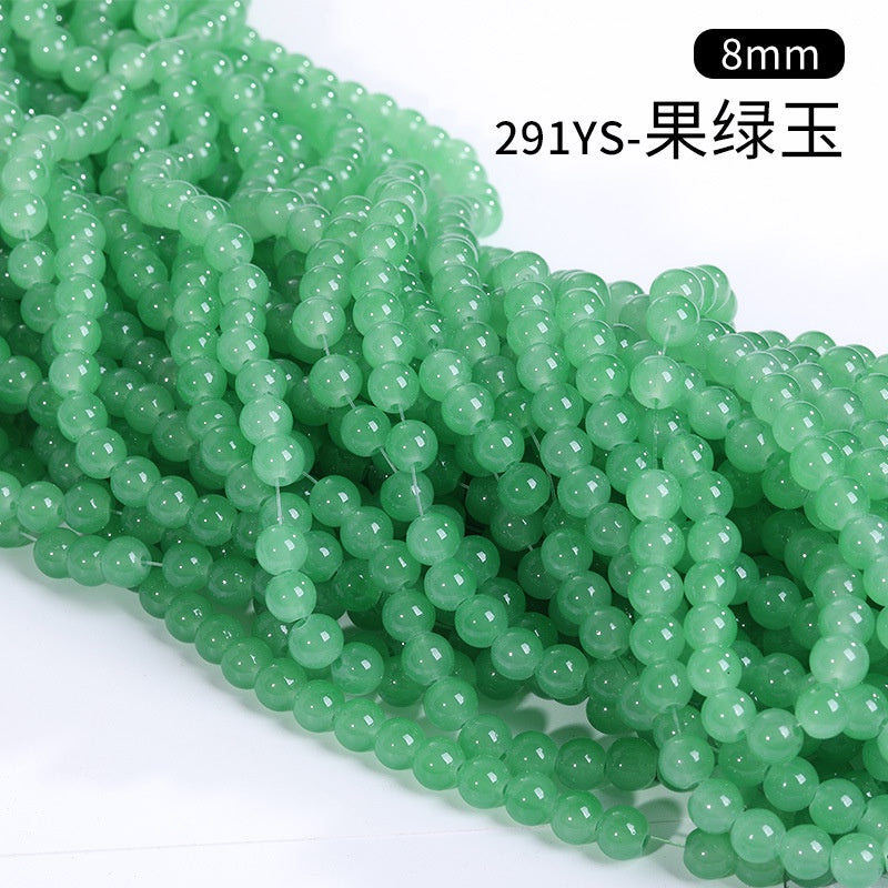 8mm Glass Crystal Imitation Jadeite Round Beads DIY Handmade Bracelet Chain Chain Bead Jewelry Material Accessories Wholesale