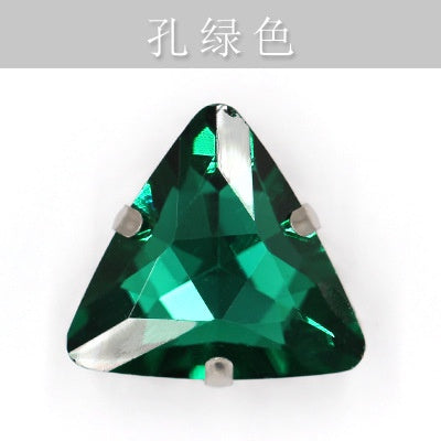 20pcs 18mm Triangle Hand Stitched Drill Glass Crystal Claw Drill Diy Wedding Dress Dress Shoe Size Accessories Material