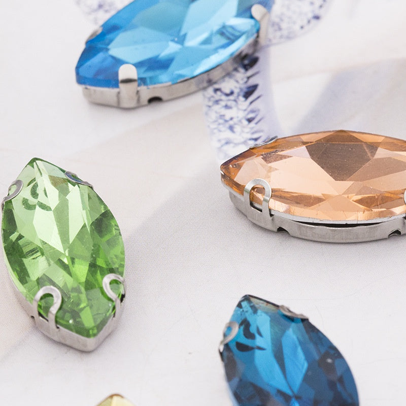 4*8/5*10mm Navette Shape Crystal Rhinestone with Silver Claw Clothing Accessories Rhinestones
